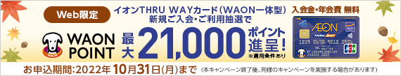 【Web限定】イオンTHRU WAYカード（WAON一体型）新規ご入会・ご利用キャンペーンが新しく始まりました。